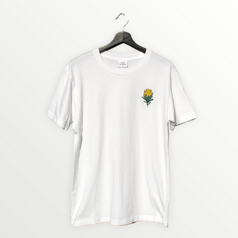 simple white t-shirt with flower