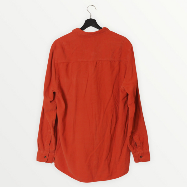 red long sleeve button up shirt